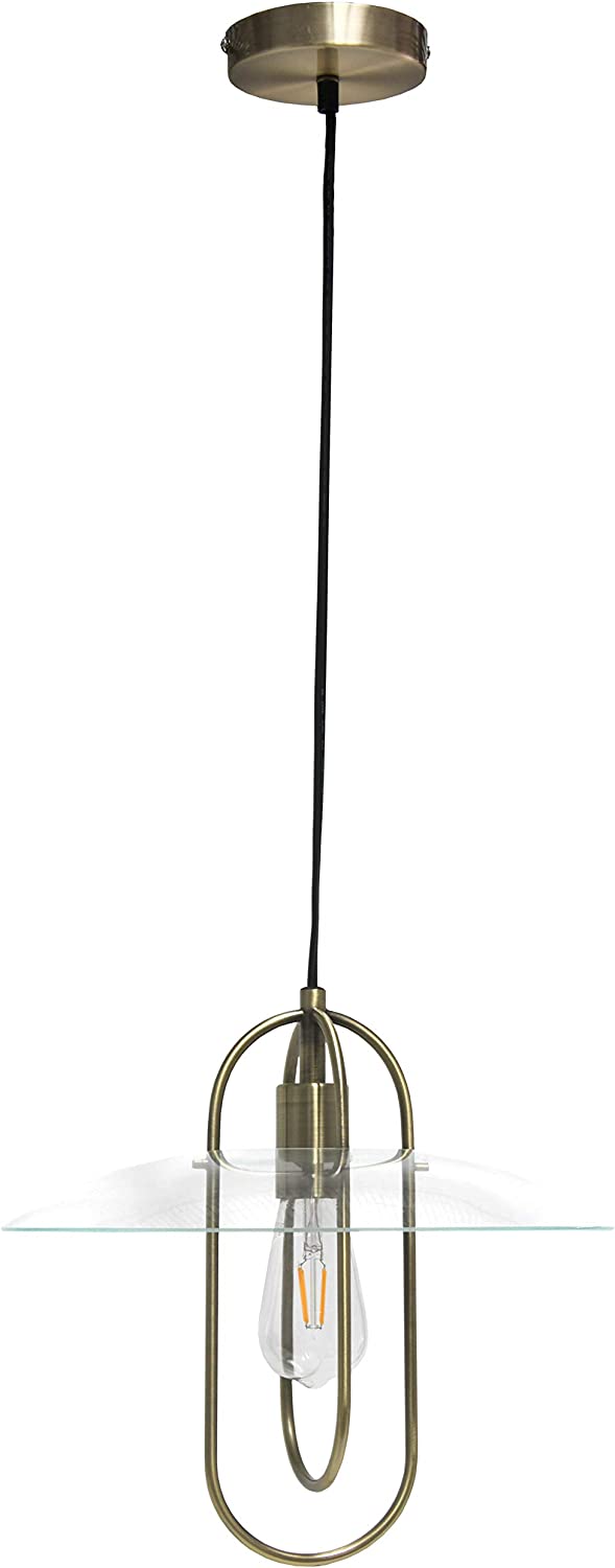 Simple Designs PT1008-ABS 1 Modern Metal Pendant Light, Antique Brass