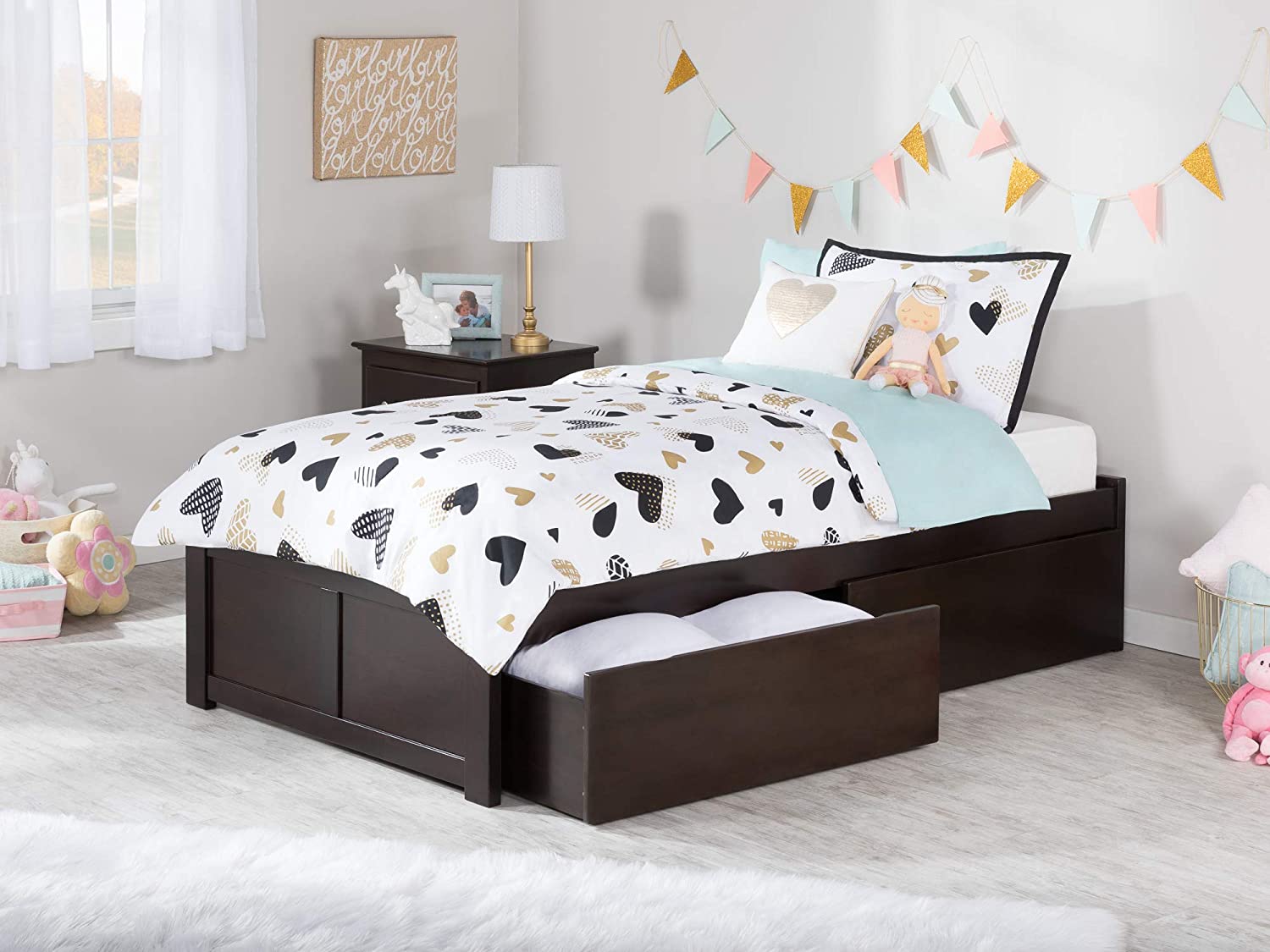 AFI 1 Concord Platform 2 Urban Bed Drawers, Twin XL, Espresso