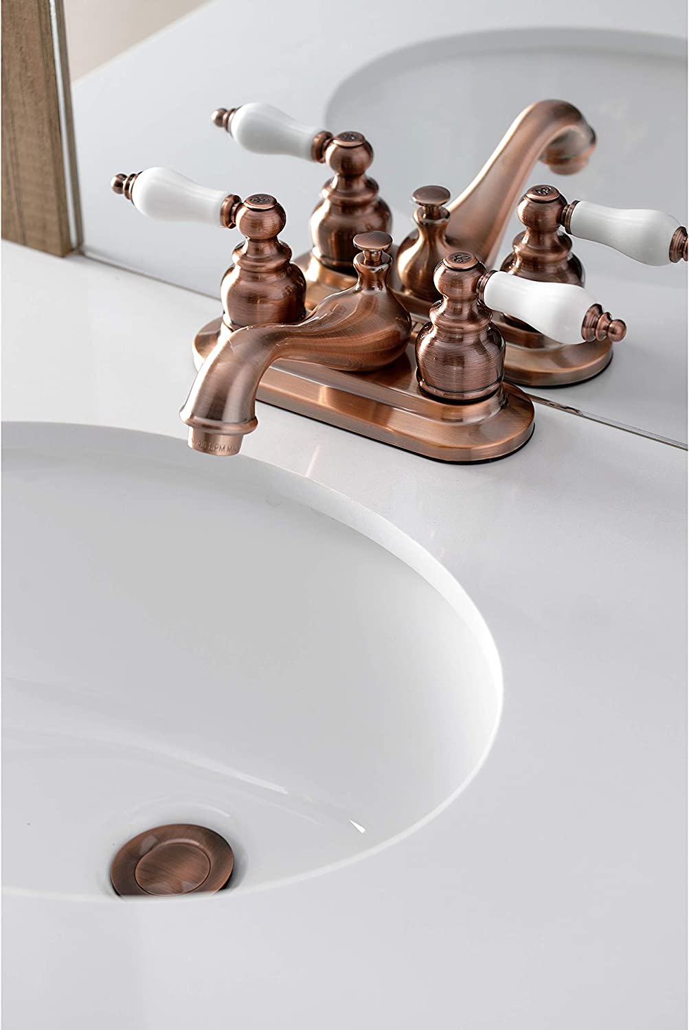 Kingston Brass KB606PL Restoration 4&#34; Centerset Bathroom Faucet, Antique Copper