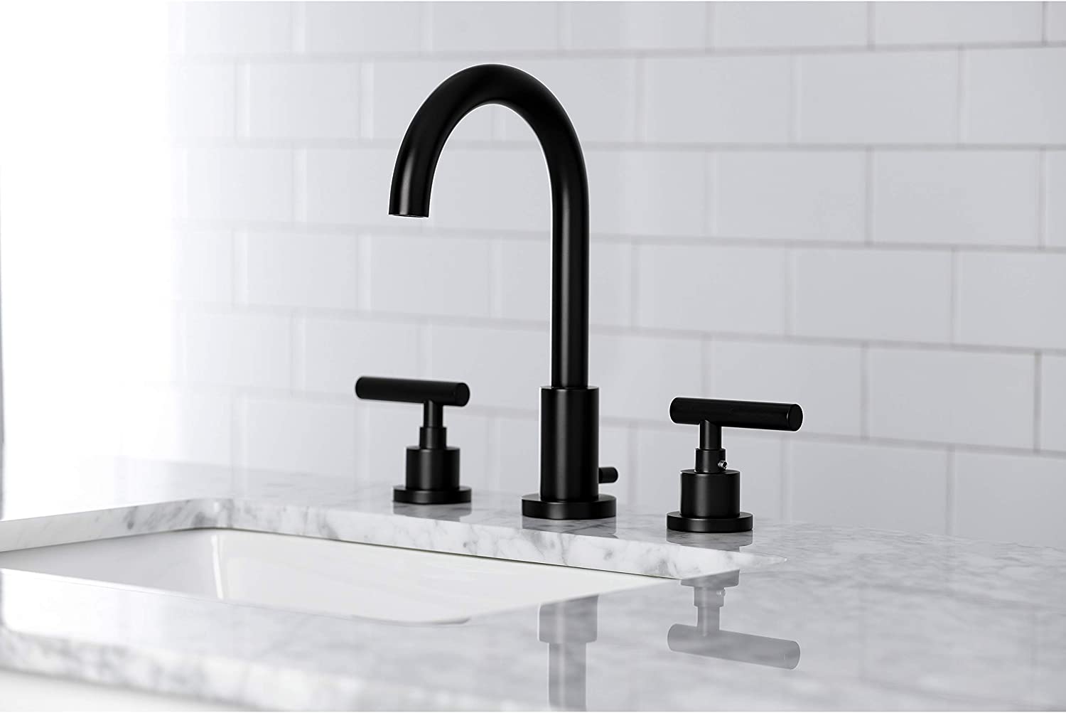 Kingston Brass FSC8920CML Manhattan Widespread Bathroom Faucet, Matte Black