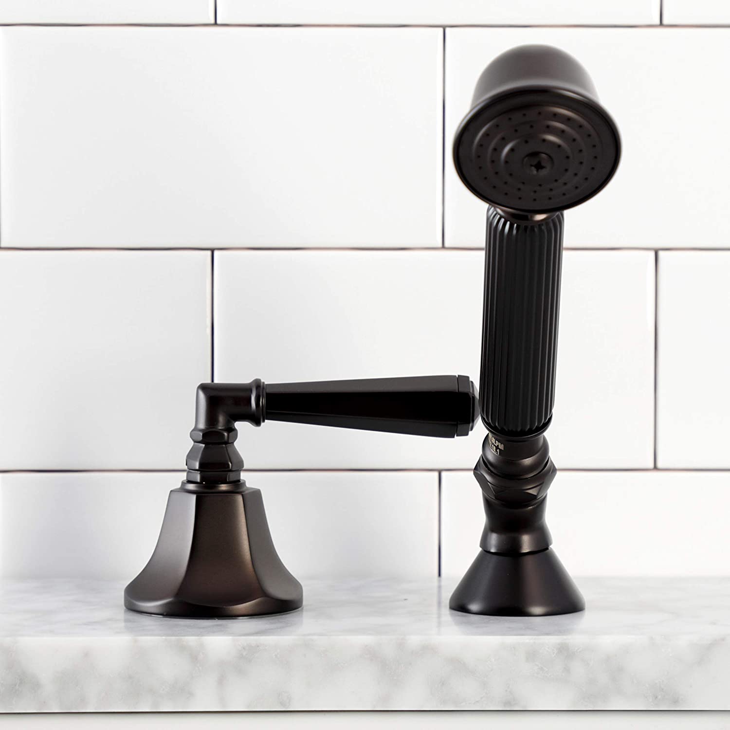 Kingston Brass KSK4305HLTR Deck Mount Hand Shower with Diverter for Roman Tub Faucet, Oil Rubbed Bronze