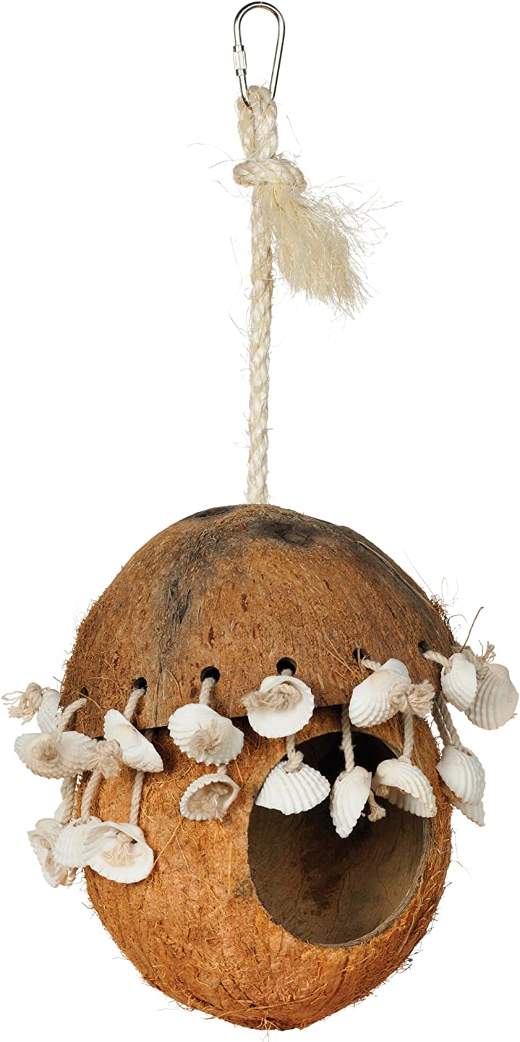 Prevue Hendryx 62802 Naturals Coco Hideaway with Shells Bird Toy, 8 x 4.5