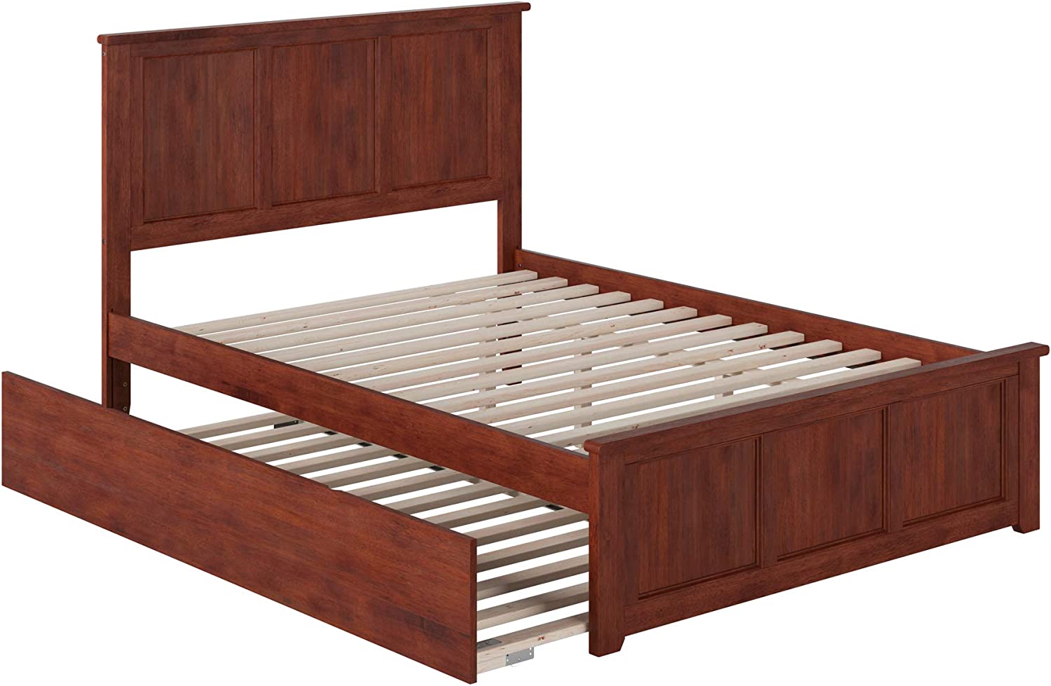 AFI Madison Platform Bed with Matching Footboard and Turbo Charger with Twin Size Urban Trundle, Full, Walnut