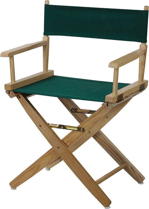 Extra-Wide Premium 18 Directors Chair Natural Frame W/Hunter Green Color Cover