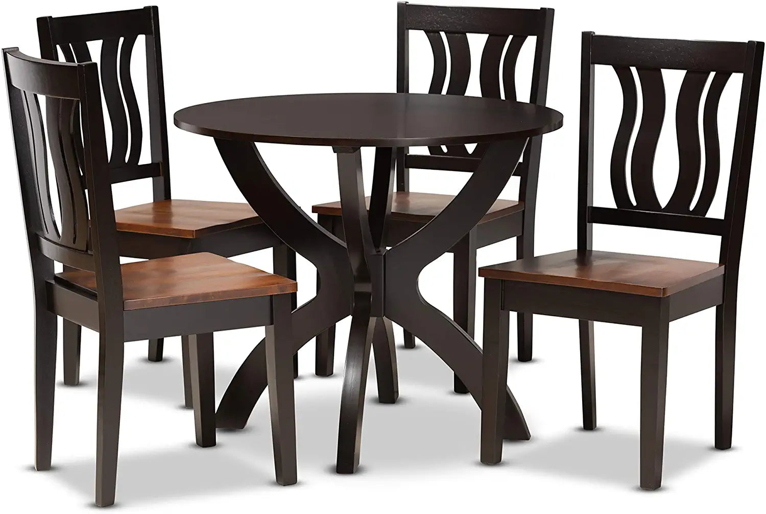 Baxton Studio Karla Modern and Contemporary Transitional Two-Tone Dark Brown and Walnut Brown Finished Wood 5-Piece Dining Set