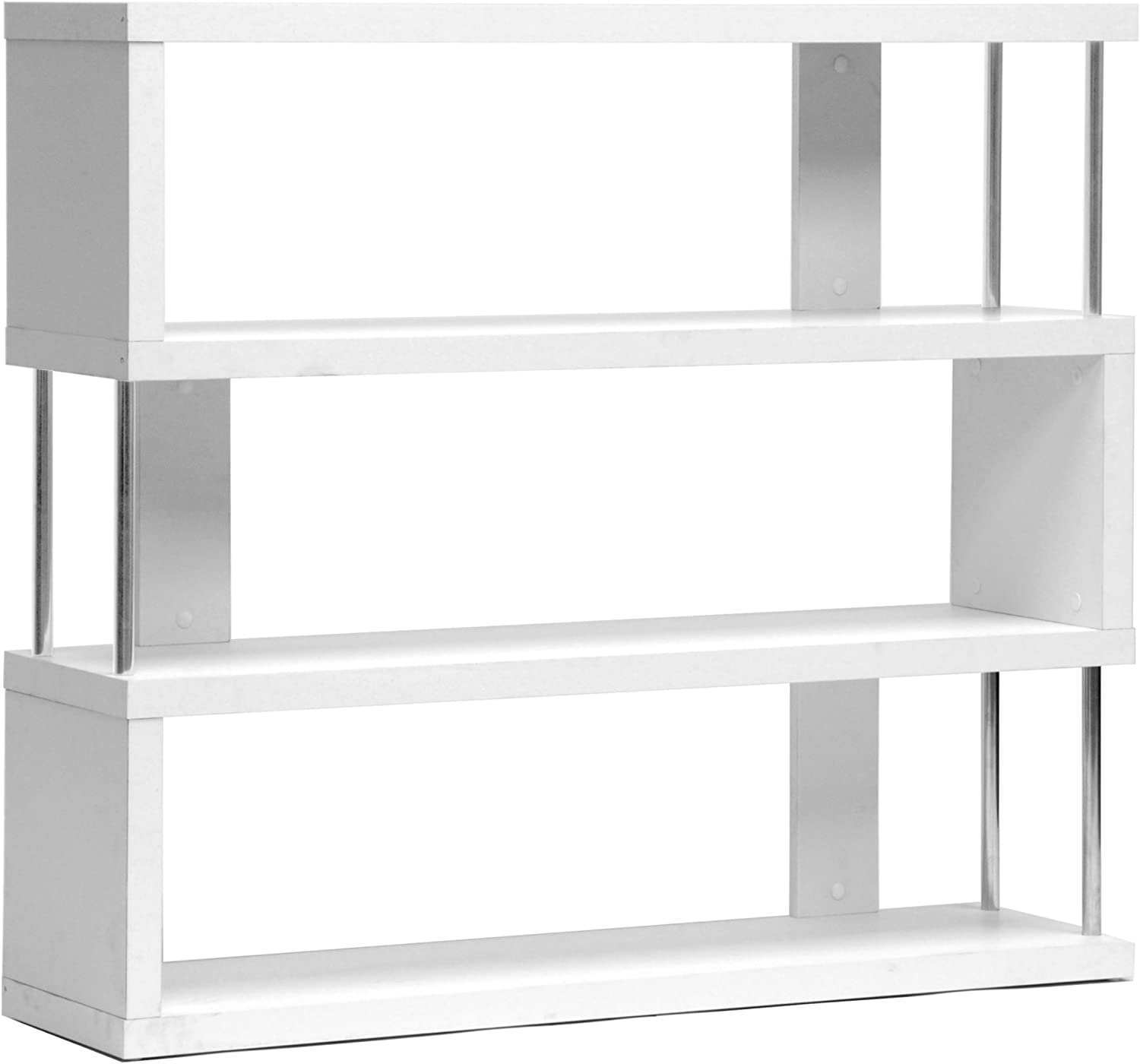 Baxton Studio Barnes 3-Shelf Modern Bookcase, White