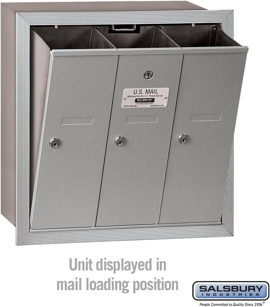 Salsbury Industries 3503ARU Recessed Mounted Vertical Mailbox with 3 Doors and USPS Access, Aluminum