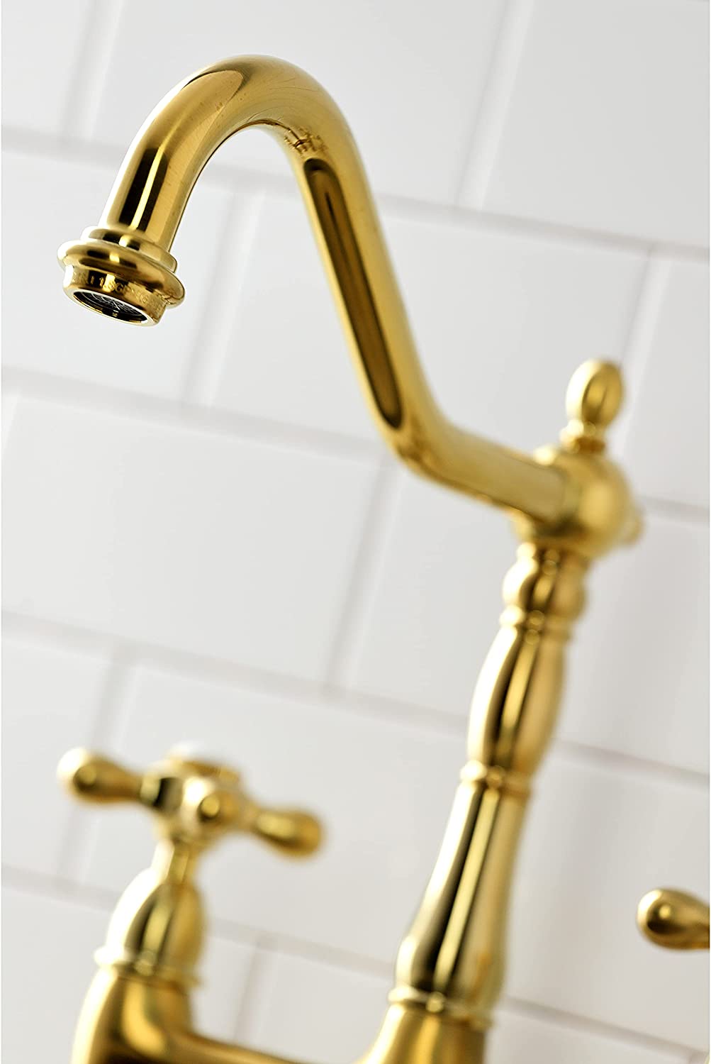 Kingston Brass KS1277AXBS Heritage 8-Inch Kitchen Faucet with Brass Sprayer, Brushed Brass