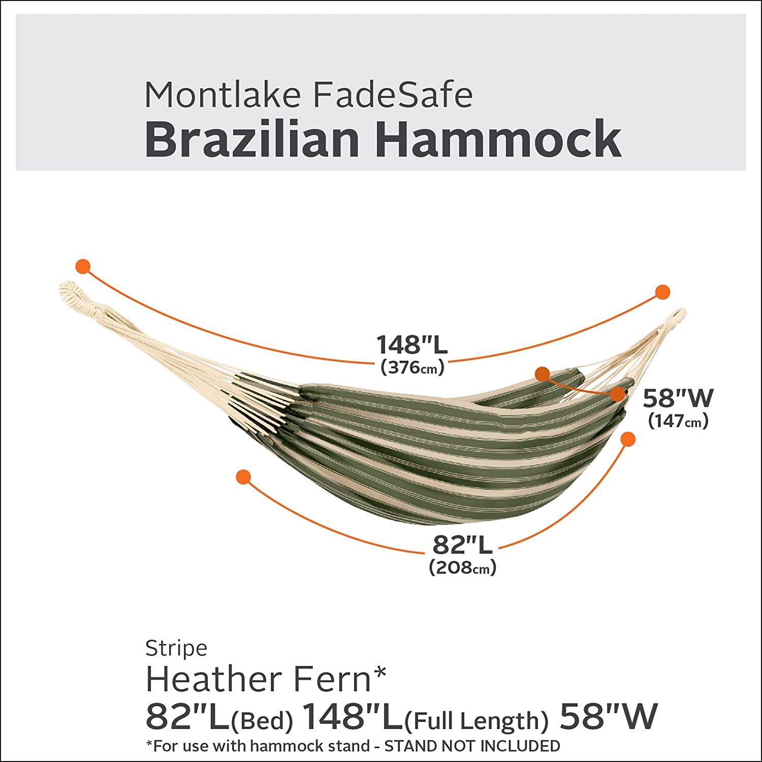 Classic Accessories Montlake FadeSafe Brazilian Hammock, Heather Fern/Antique Beige