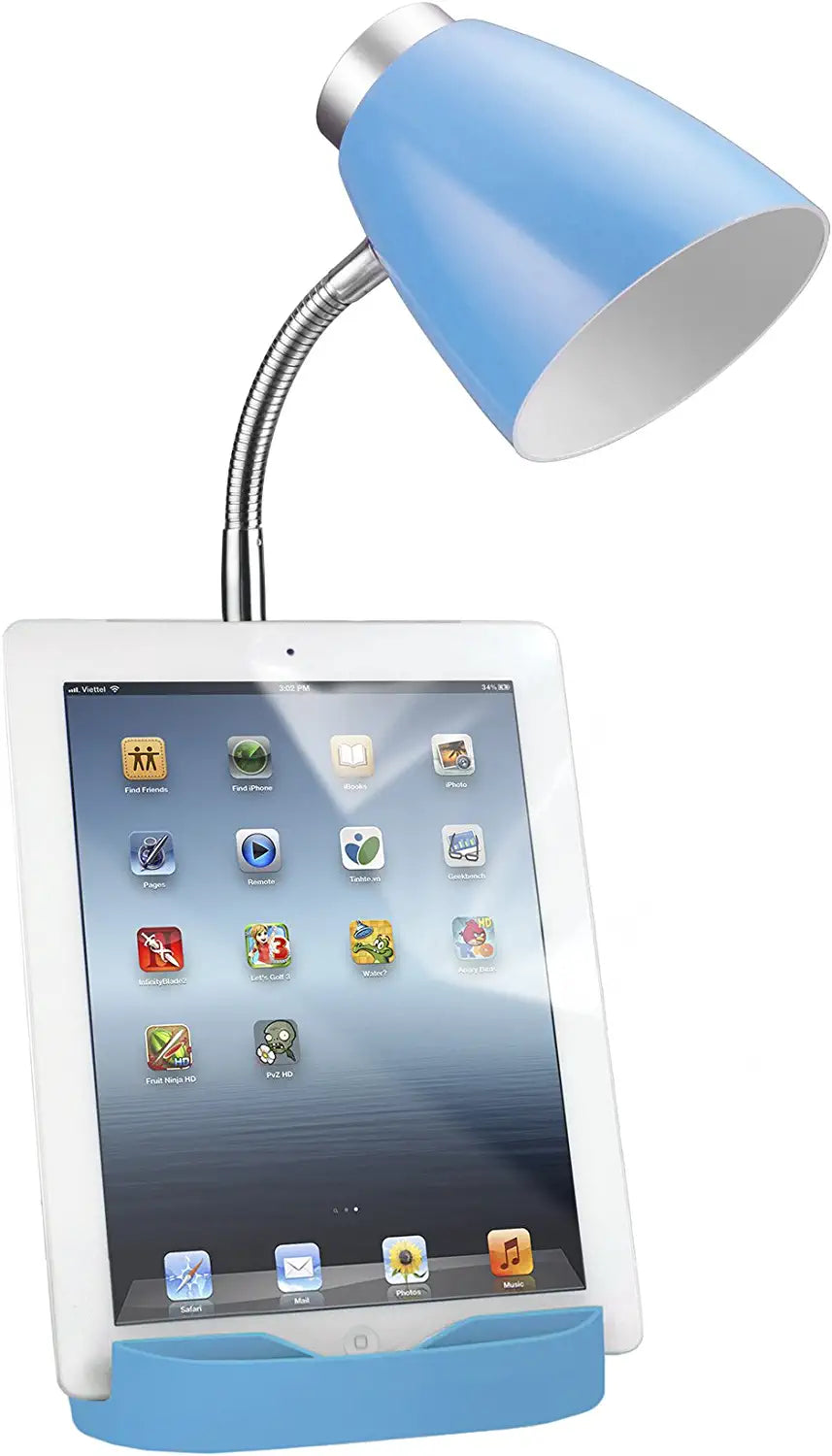 Limelights LD1002-BLU Gooseneck Organizer iPad Stand or Book Holder Desk Lamp, Blue