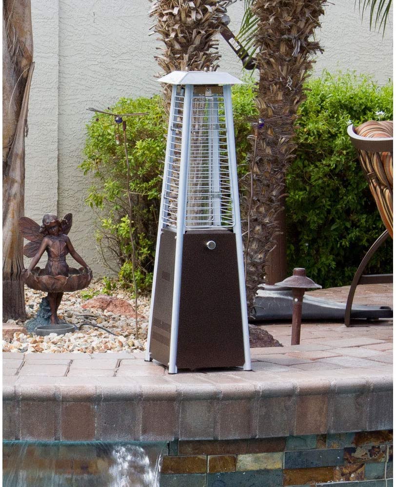 Hiland HLDS032-GTTHG Portable Propane Table Top Pyramid Glass Tube Patio Heater, 9500 BTU, Bronze