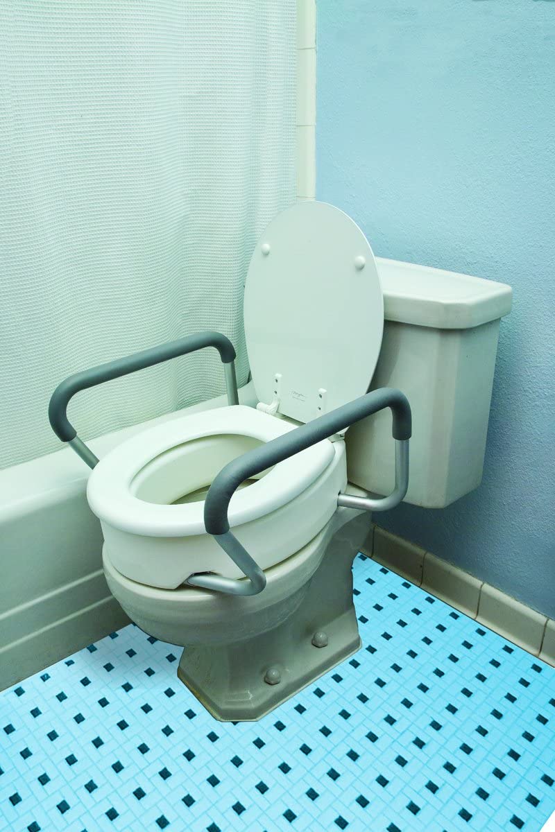 Essential Medical Supply Toilet Seat Riser with Removable Arms - Standard Bowl, 17.5 x 13.5 x 3.5 Inch