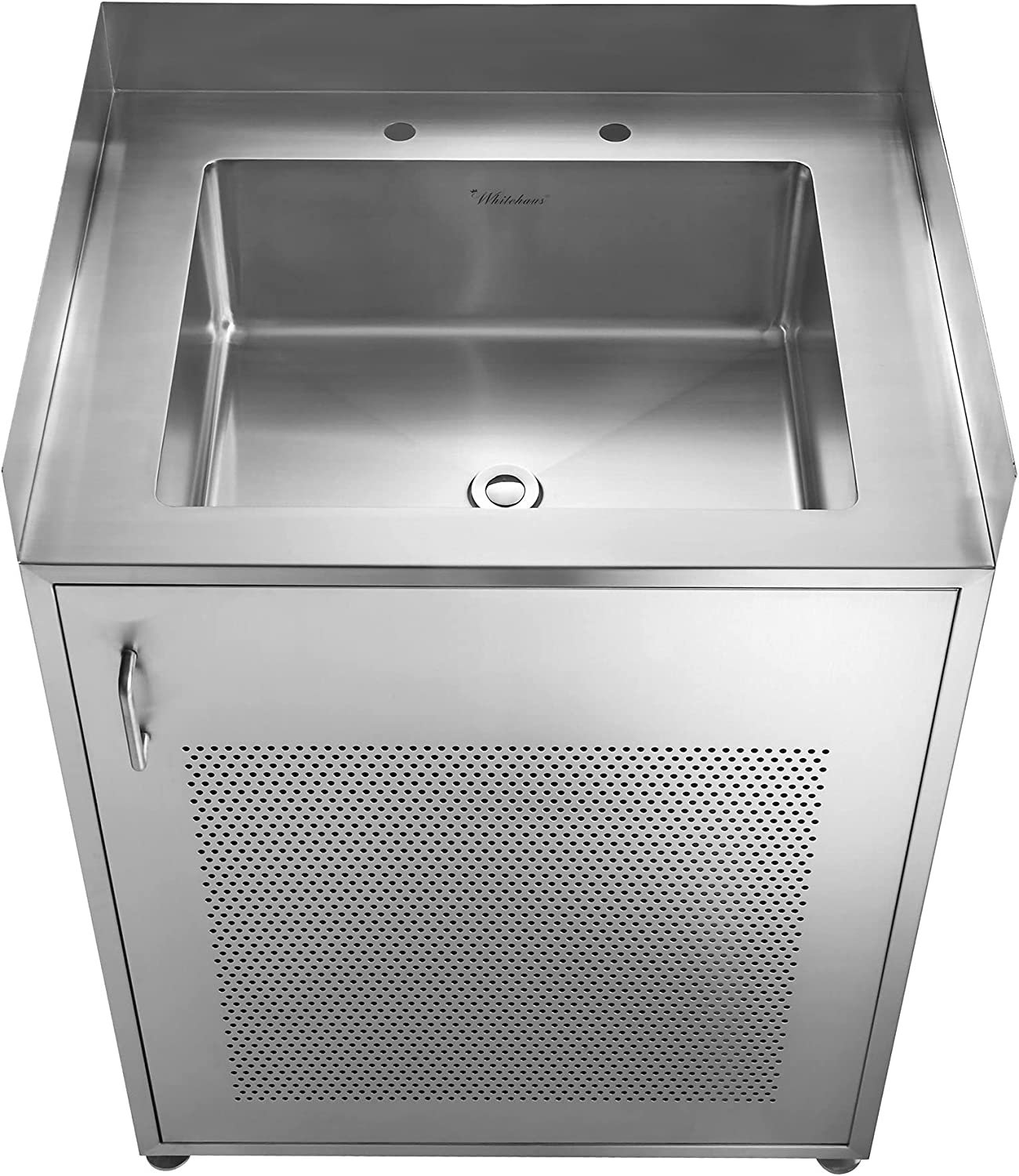 Whitehaus Collection WHNC30CAB Pearlhaus Brushed Stainless Steel Single Door Cabinet Utility Sink