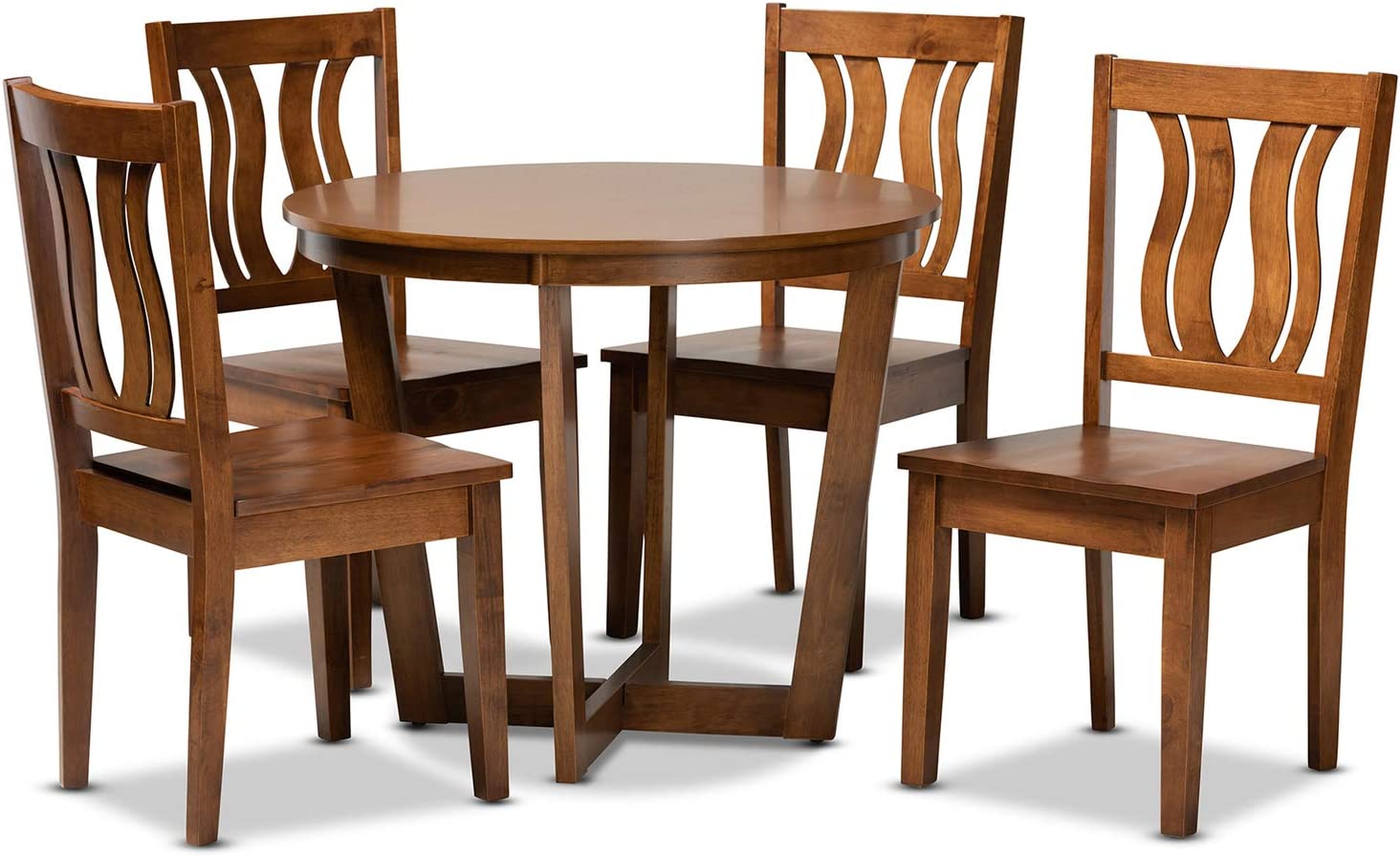 Baxton Studio Elodia Modern and Contemporary Transitional Walnut Brown Finished Wood 5-Piece Dining Set