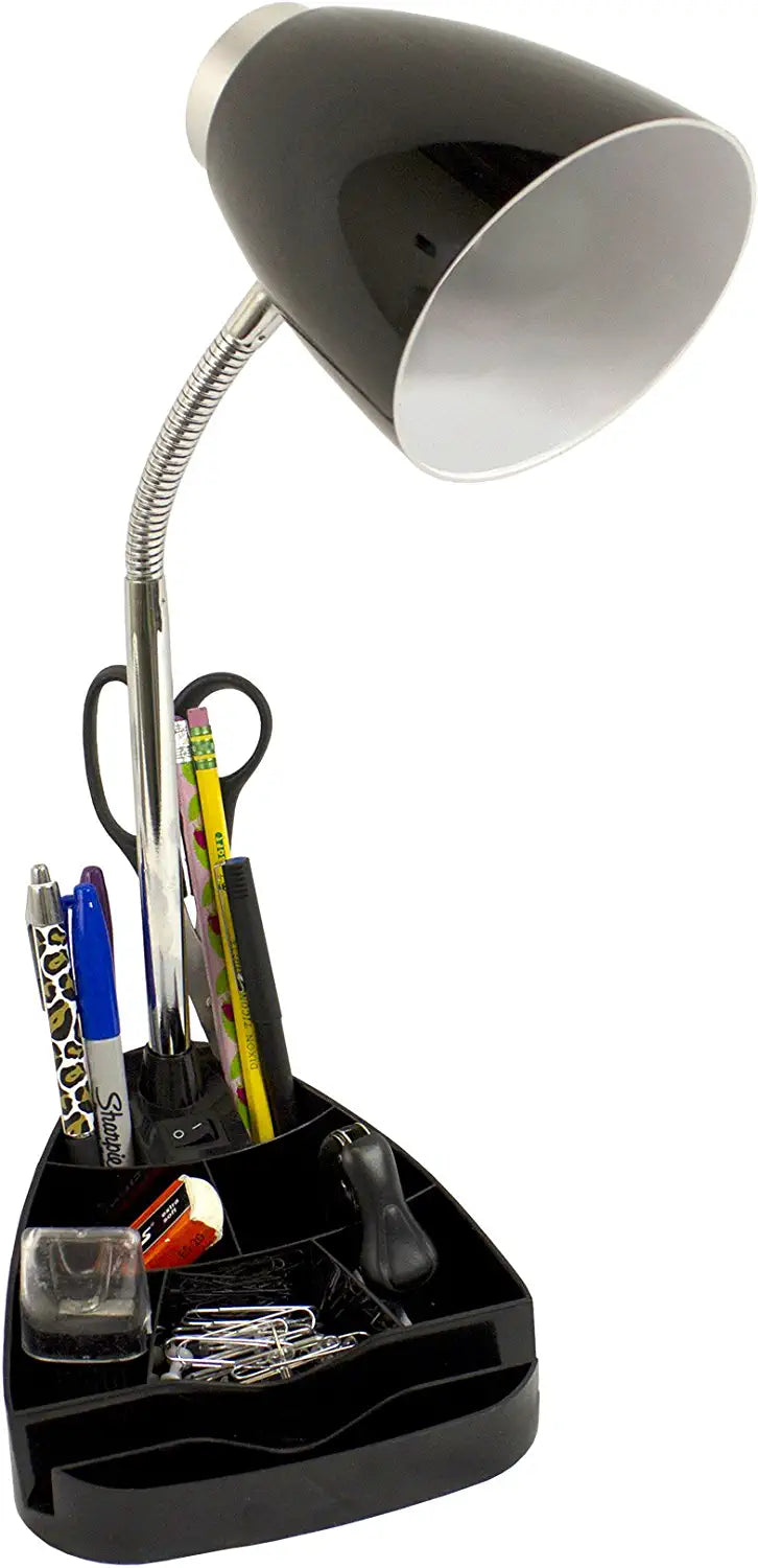 Limelights LD1002-BLK Gooseneck Organizer iPad Stand or Book Holder Desk Lamp, Black