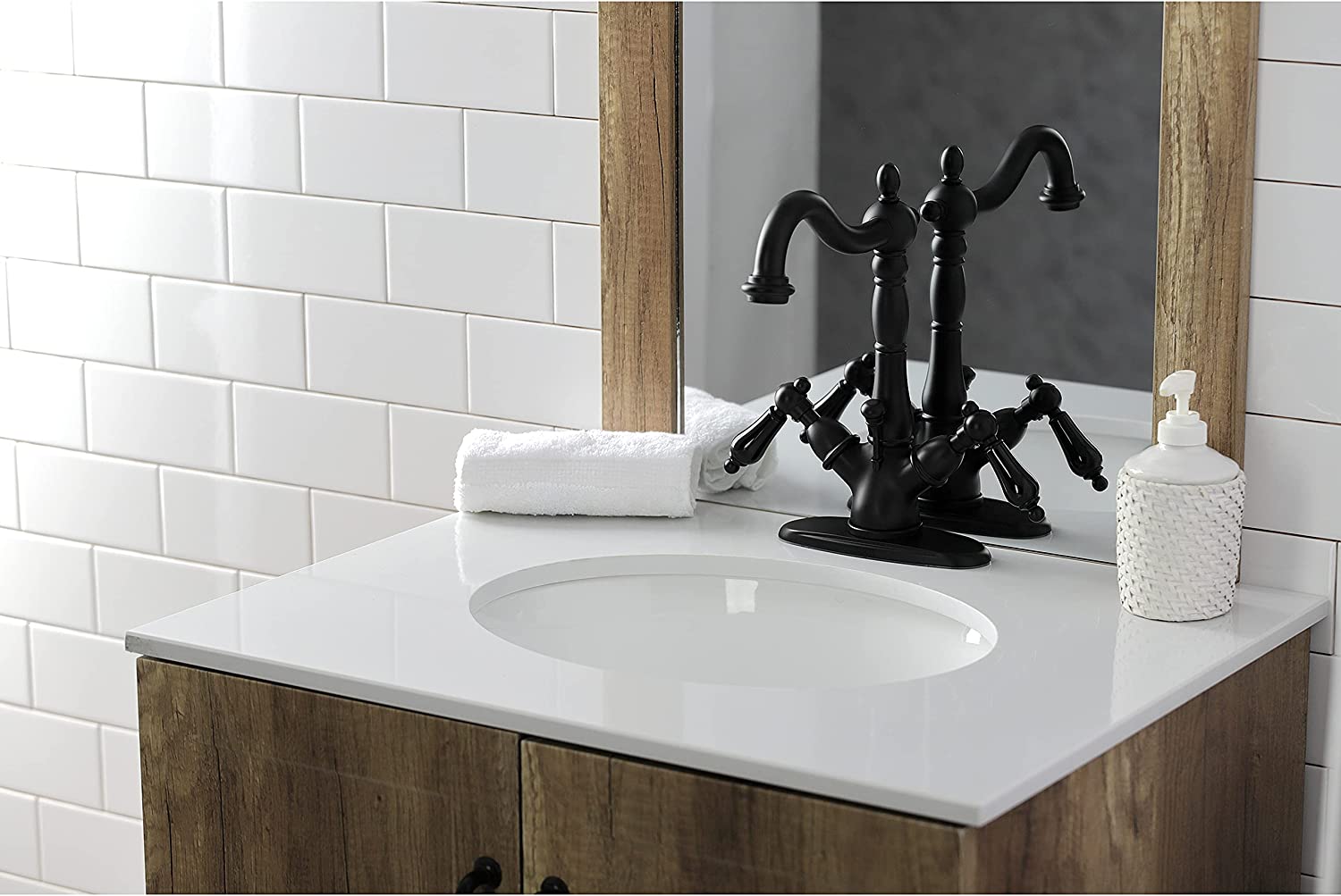 Kingston Brass KS1430PKL Duchess Bathroom Faucet, Matte Black