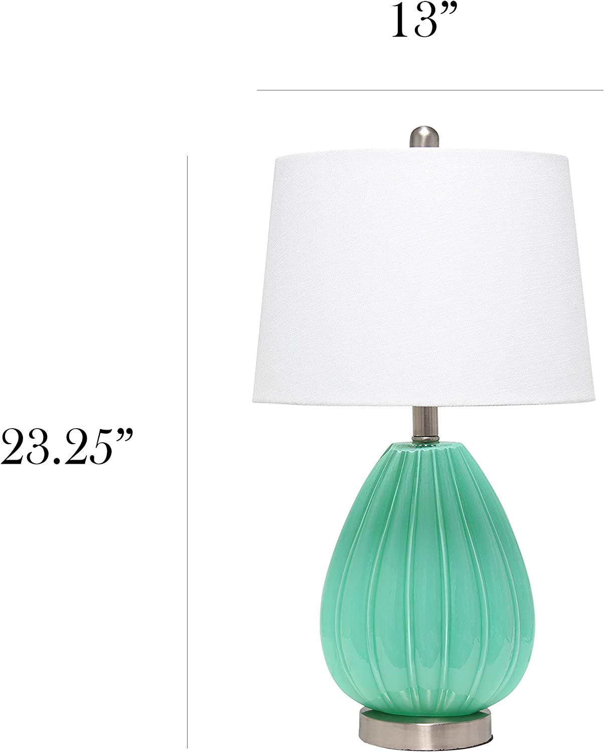 Elegant Designs LT3320-TEL Creased Fabric Shade Table Lamp, Teal/White