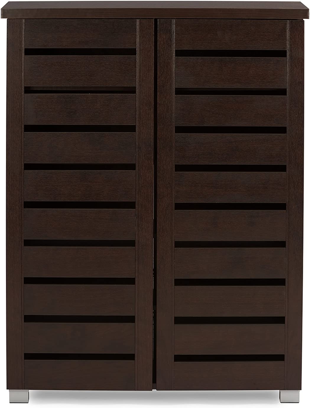 Wholesale Interiors Baxton Studio Adalwin Modern and Contemporary 2-Door Dark Brown Wooden Entryway Shoes Storage Cabinet