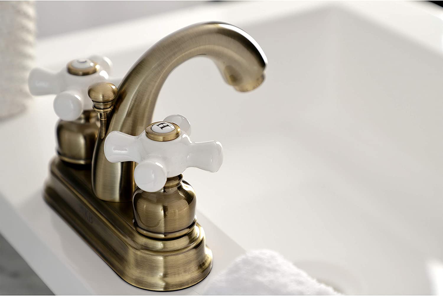 Kingston Brass KB5613PX Restoration 4&#34; Centerset Bathroom Faucet, Antique Brass