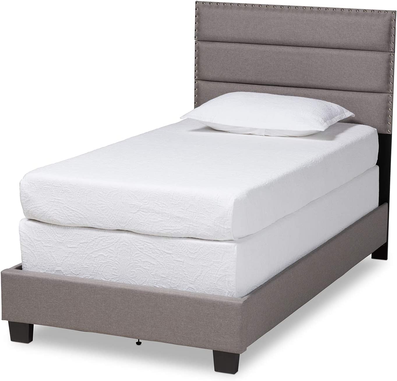 Baxton Studio Ansa Modern and Contemporary Grey Fabric Upholstered Twin Size Bed