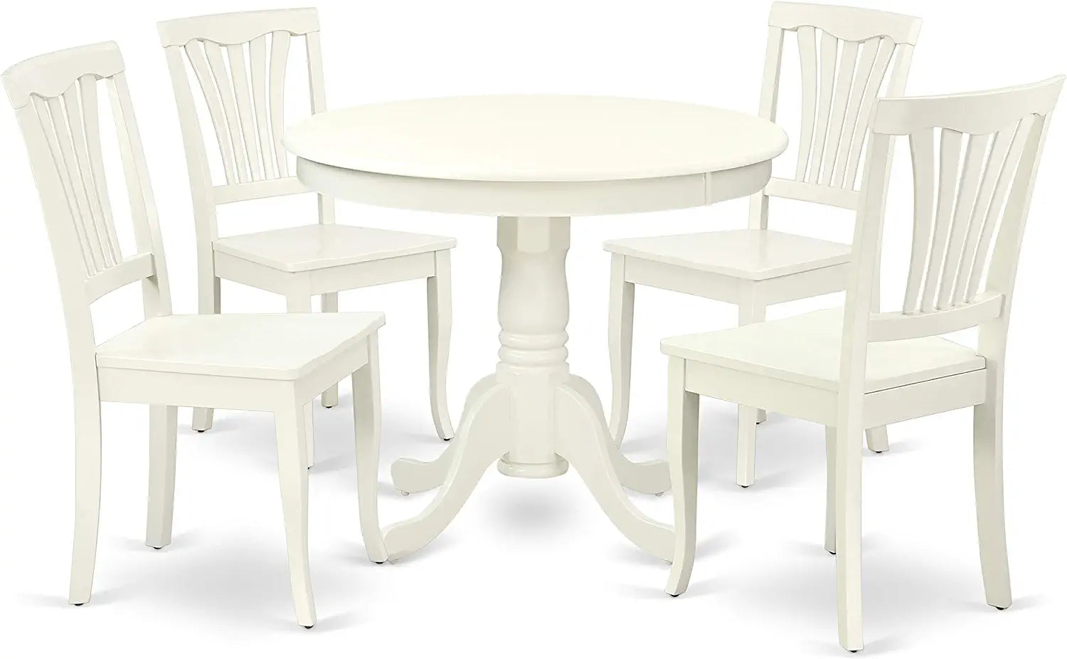 East West Furniture ANAV5-LWH-W Dining Room Table Set, 5-Pieces