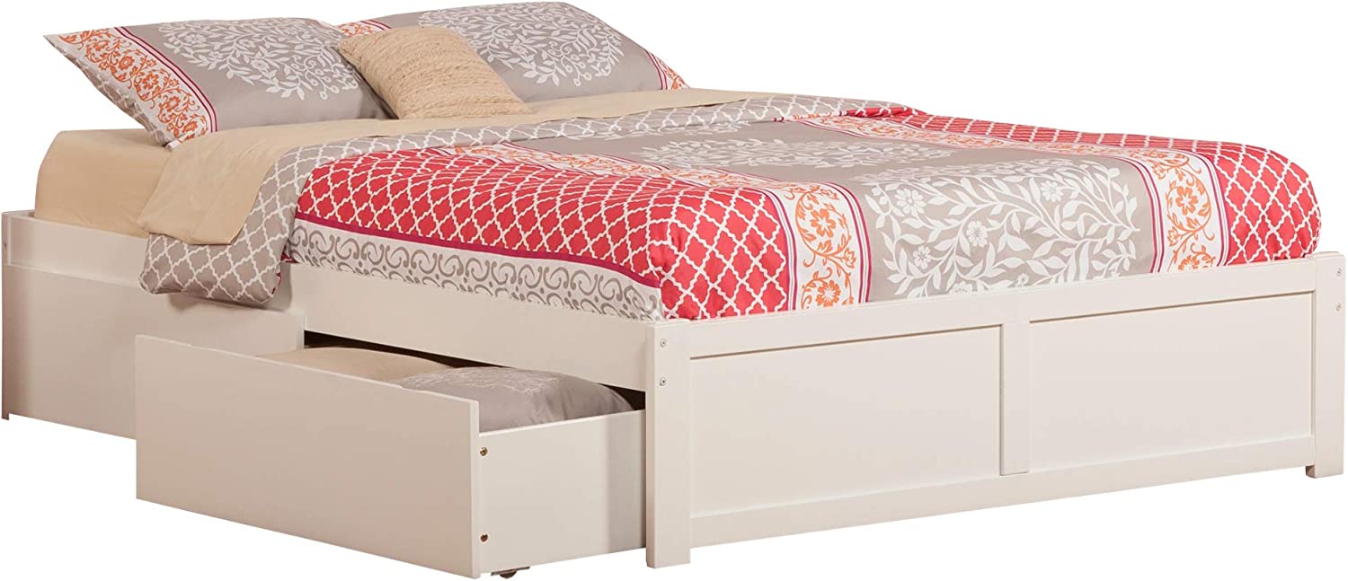 AFI Concord Platform Flat Panel Footboard and Urban Bed Drawers, King, White