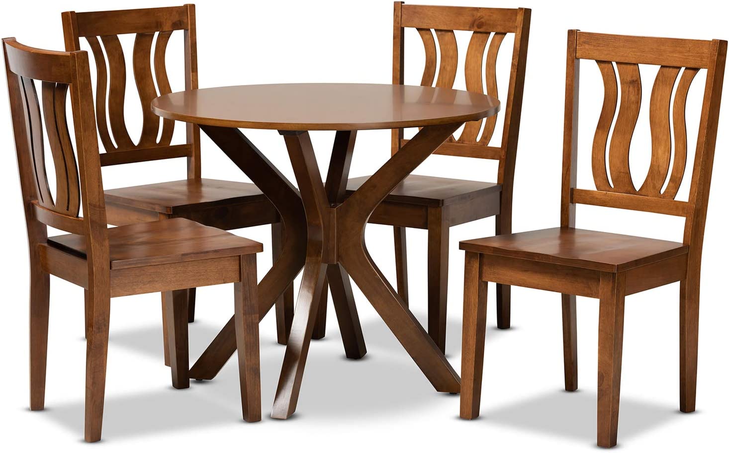 Baxton Studio Mare Modern and Contemporary Transitional Walnut Brown Finished Wood 5-Piece Dining Set