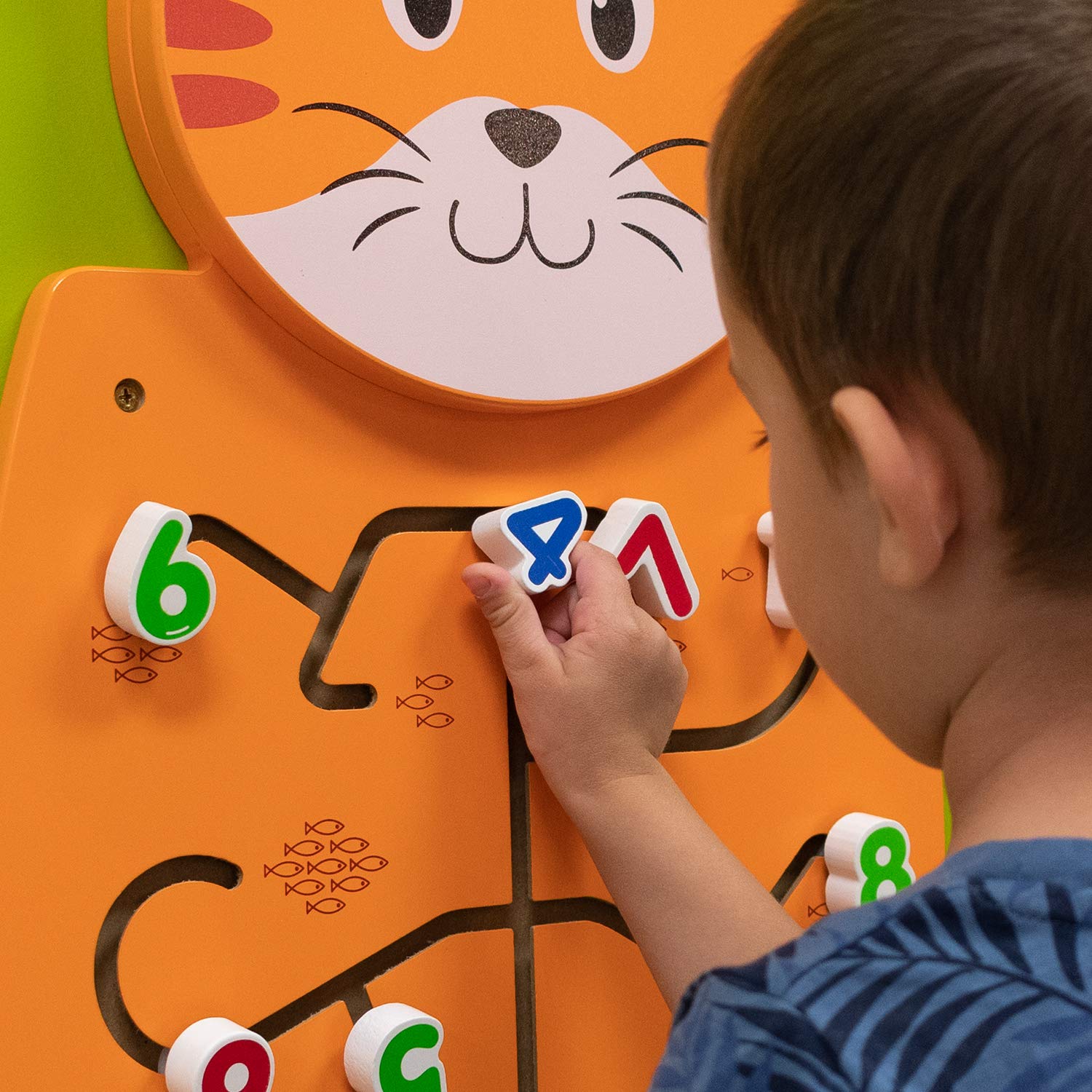 LEARNING ADVANTAGE Cat Activity Wall Panel - 18m+ - Toddler Activity Center - Wall-Mounted Toy - Busy Board Decor for Bedrooms, Daycares and Play Areas