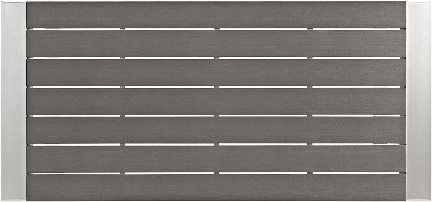 Modway Shore Aluminum Outdoor Patio 60&#34; Rectangle Bar Table in Silver Gray