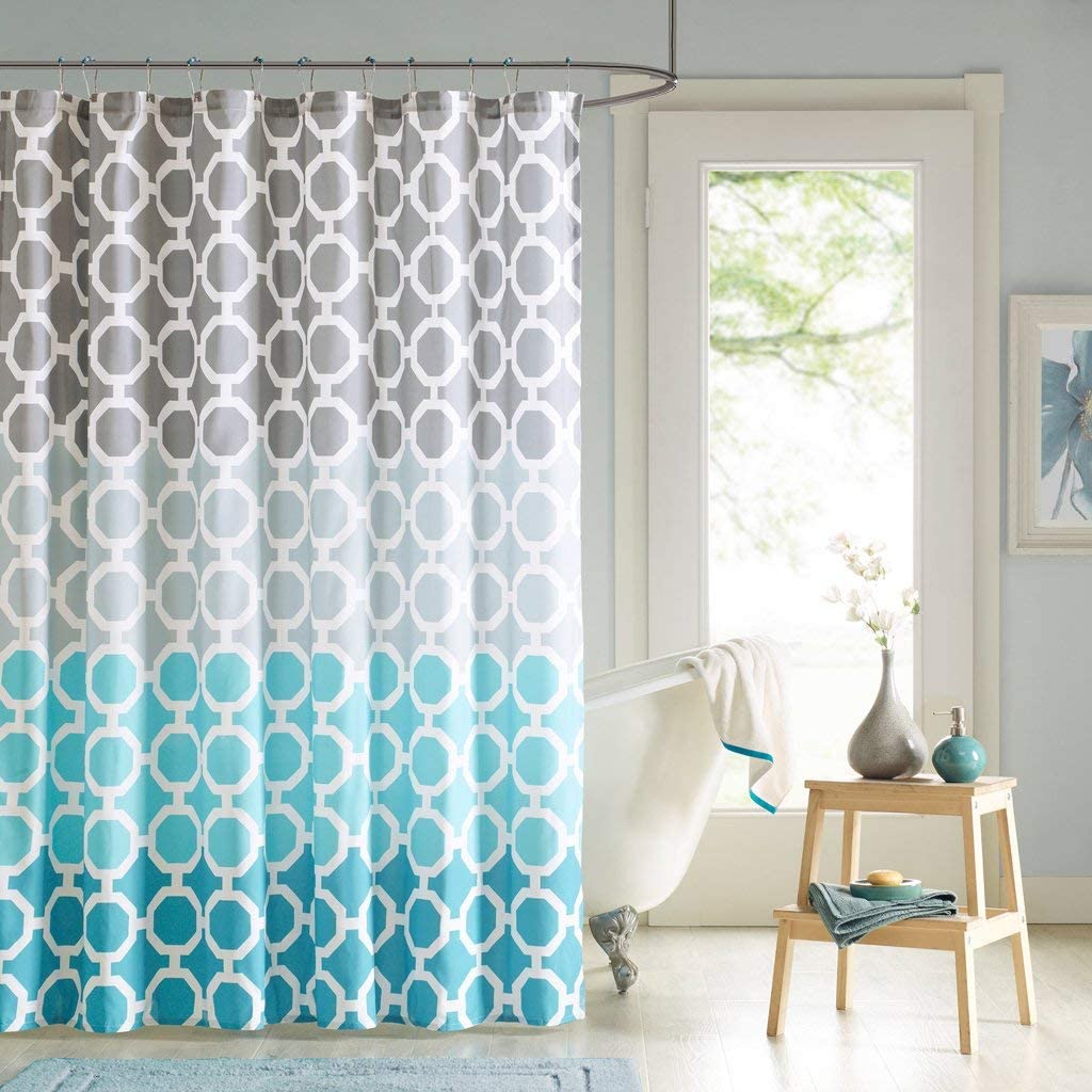 90√É‚Äö√Ç¬∞ by Design Lab Dani Printed Shower Curtain and Hook Set 72x72 Teal, 72 x 72