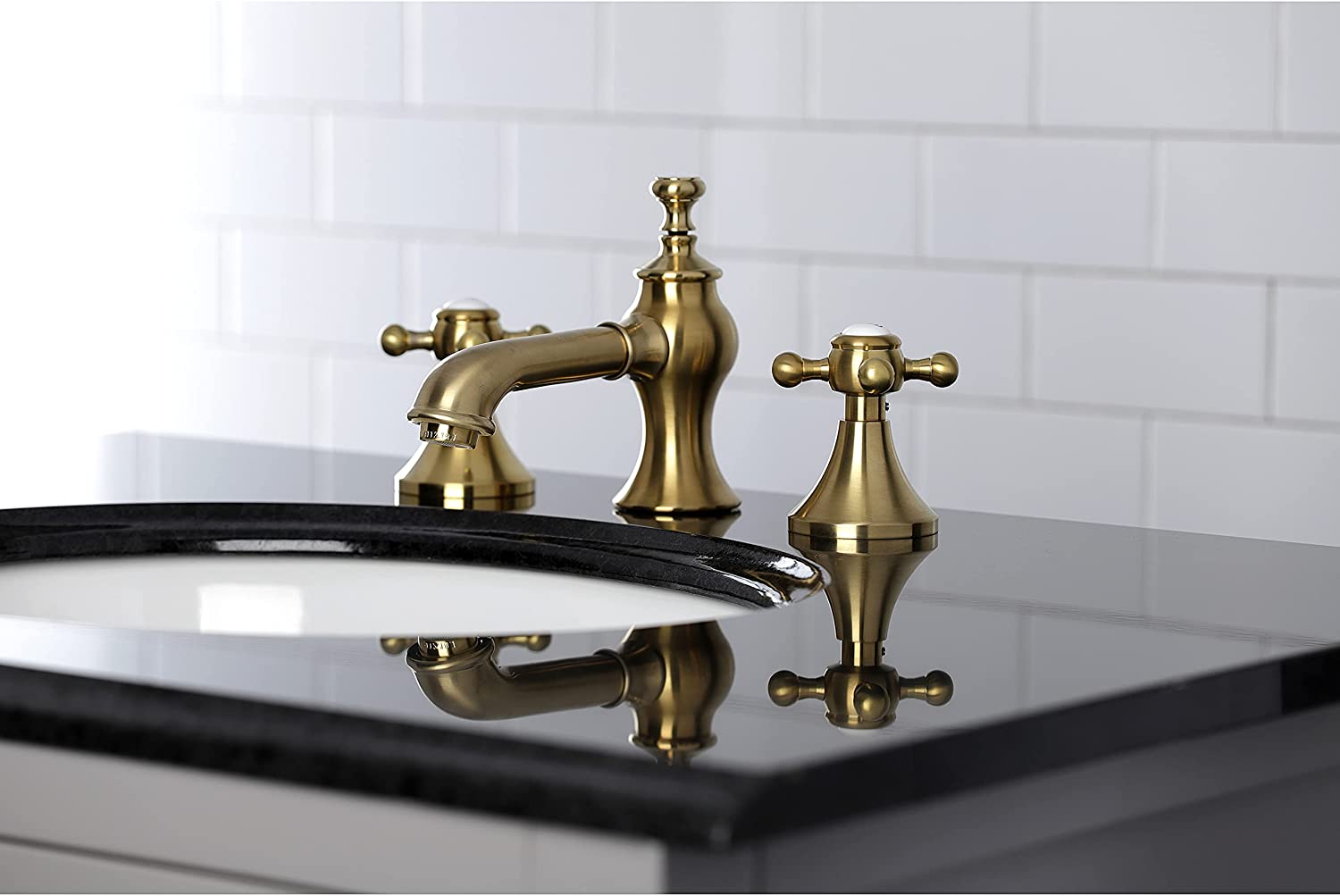 Kingston Brass KC7067BX English Country 8 in. Widespread Bathroom Faucet, Brushed Brass