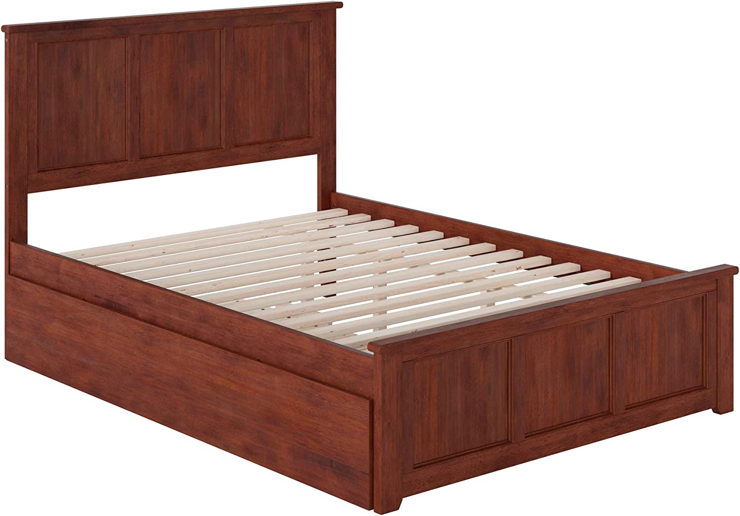 AFI Madison Platform Bed with Matching Footboard and Turbo Charger with Twin Size Urban Trundle, Full, Walnut