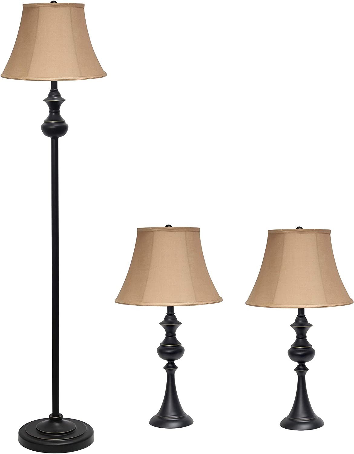 Elegant Designs LC1019-RBZ 3 Pack Lamp Set, Restoration Bronze/Tan