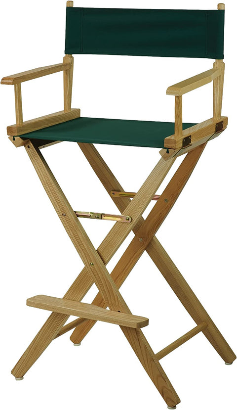 Extra-Wide Premium 30 Directors Chair Natural Frame W/Hunter Green Color Cover