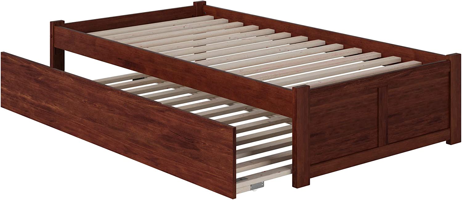 AFI Concord Bed with Footboard and Twin Extra Long Trundle, XL, Walnut