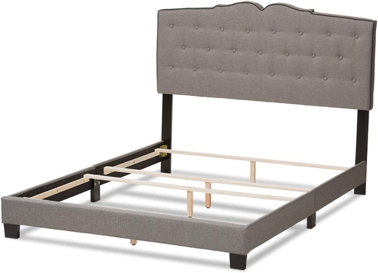 Baxton Studio Vivienne Modern and Contemporary Light Grey Fabric Upholstered Queen Size Bed