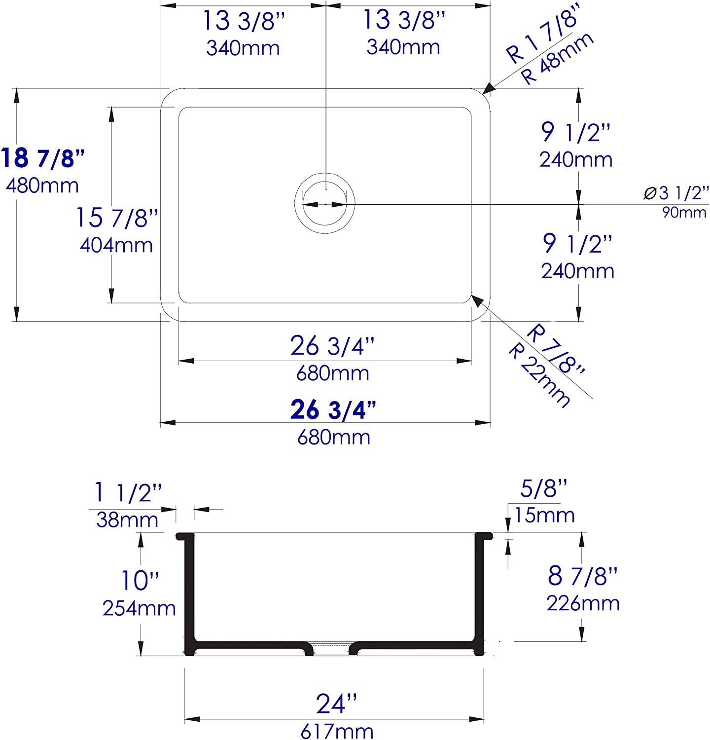 ALFI brand ABF2718UD-GM Kitchen Sink, Grey Matte