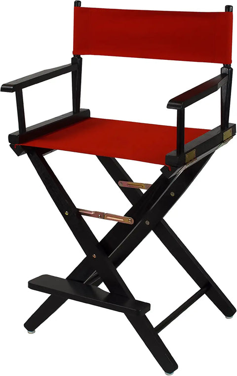 Extra-Wide Premium 24 Directors Chair Black Frame W/Red Color Cover