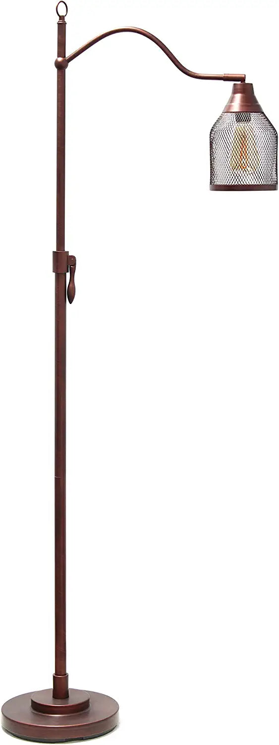 Elegant Designs LF1029-RDB Adjustable Metal Netted Shade Floor Lamp, Red Bronze