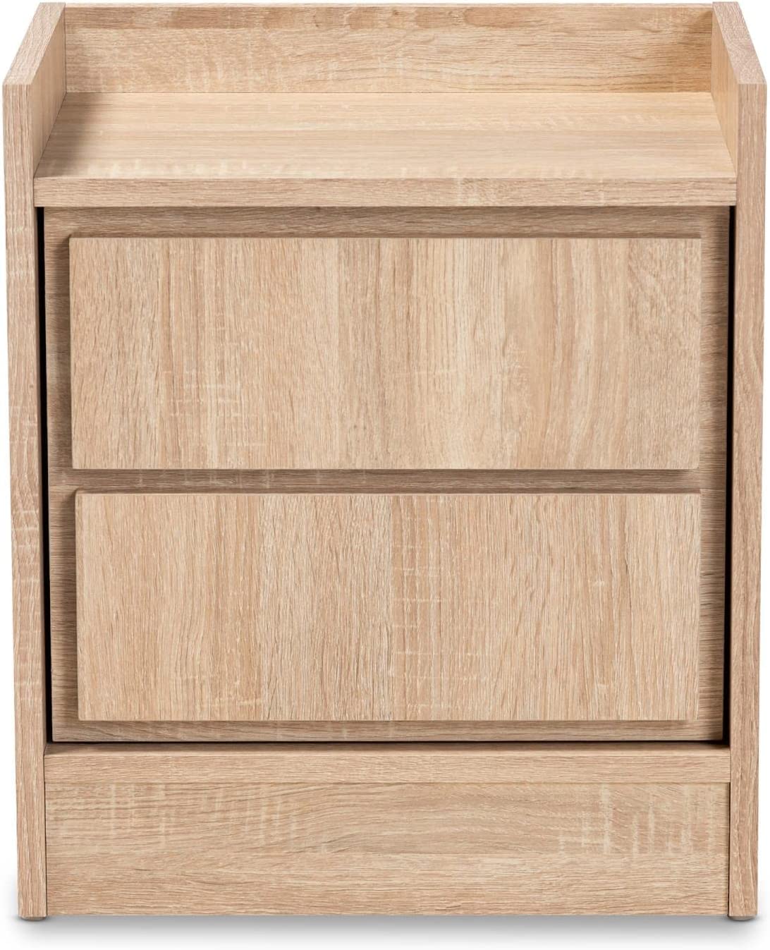 Baxton Studio Hale Modern and Contemporary Oak Finished Wood 2-Drawer Nightstand