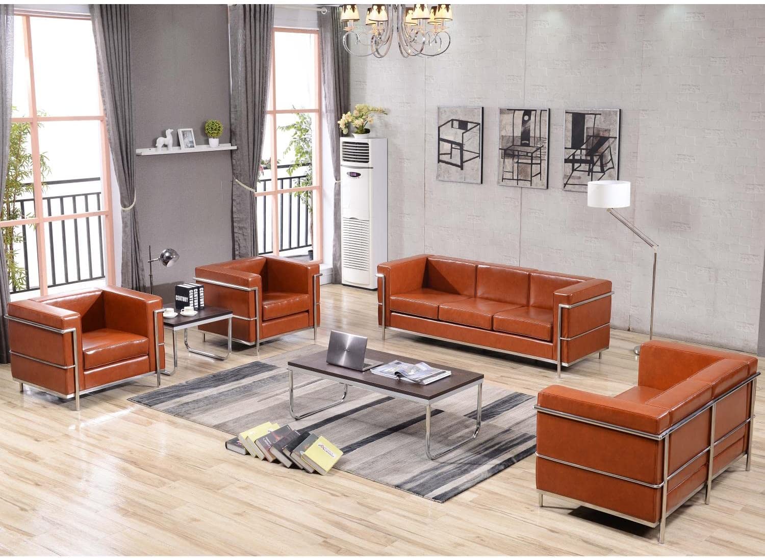 Flash Furniture HERCULES Regal Series Contemporary Cognac LeatherSoft Sofa with Encasing Frame