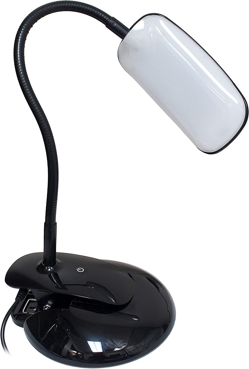 Simple Designs LD2021-BLK Flexi Rounded Clip Light LED Desk Lamp, Black