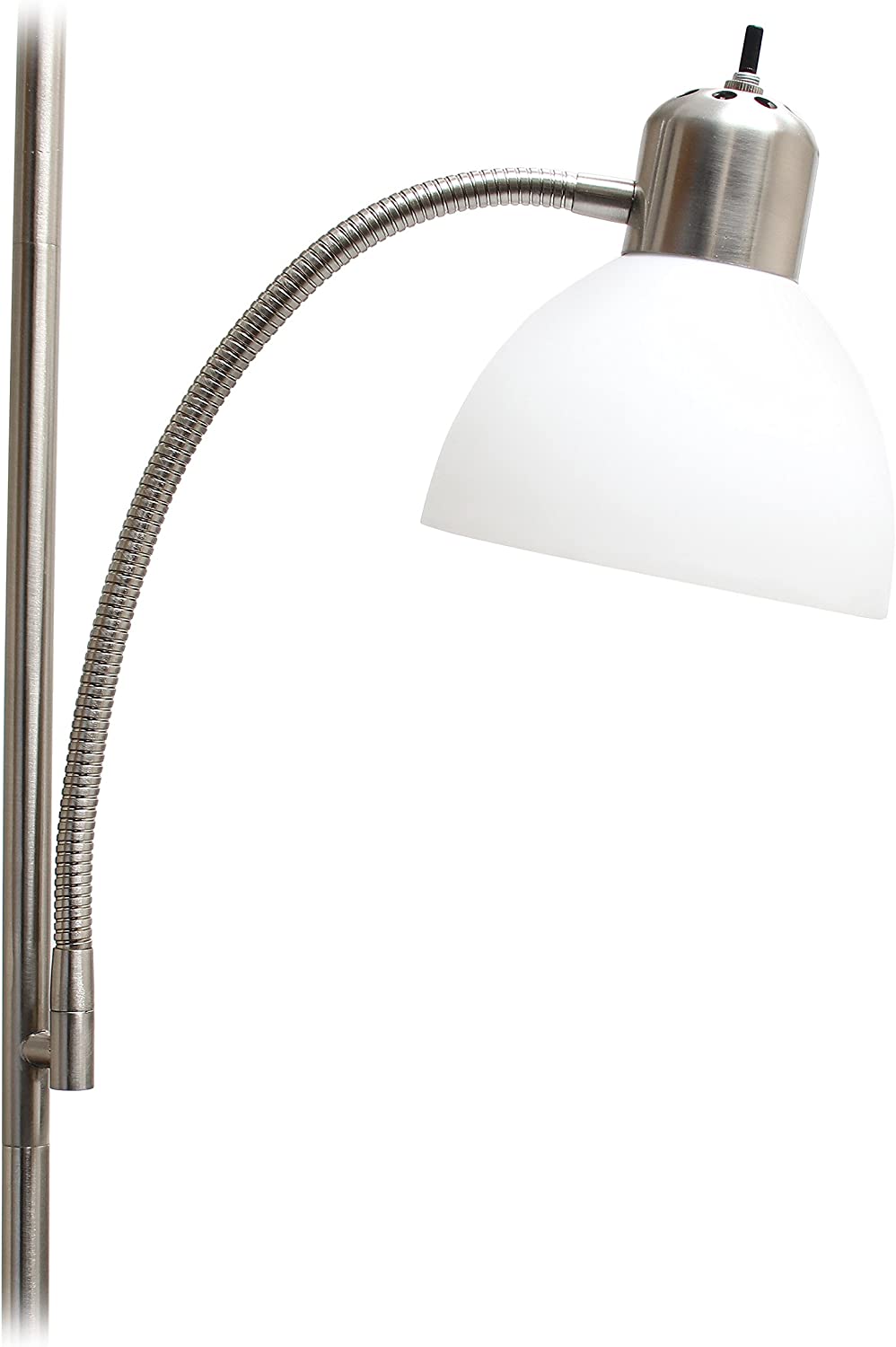 Simple Designs LF2000-BSN Mother-Daughter Floor Lamp with Reading Light, Brushed Nickel