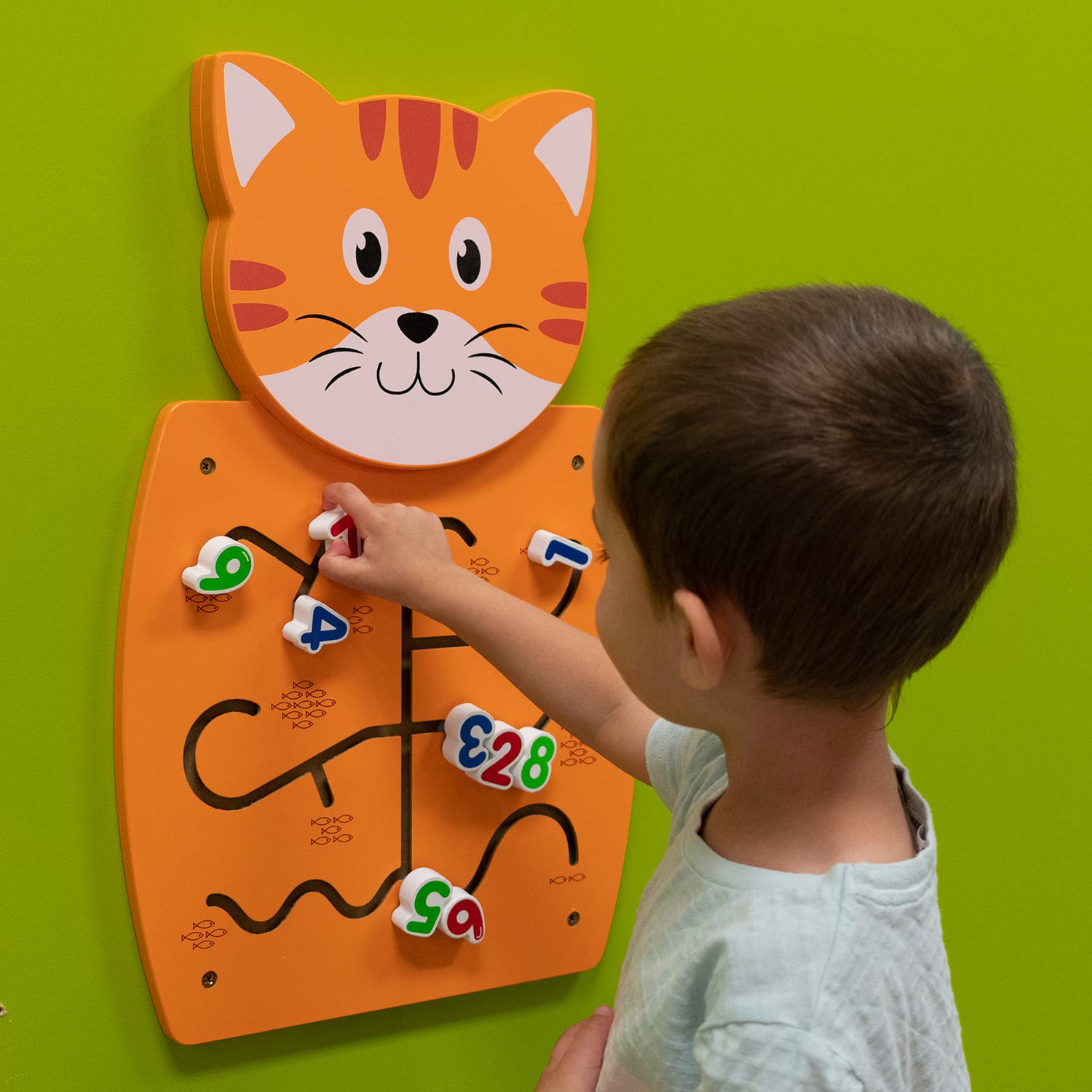 LEARNING ADVANTAGE Cat Activity Wall Panel - 18m+ - Toddler Activity Center - Wall-Mounted Toy - Busy Board Decor for Bedrooms, Daycares and Play Areas