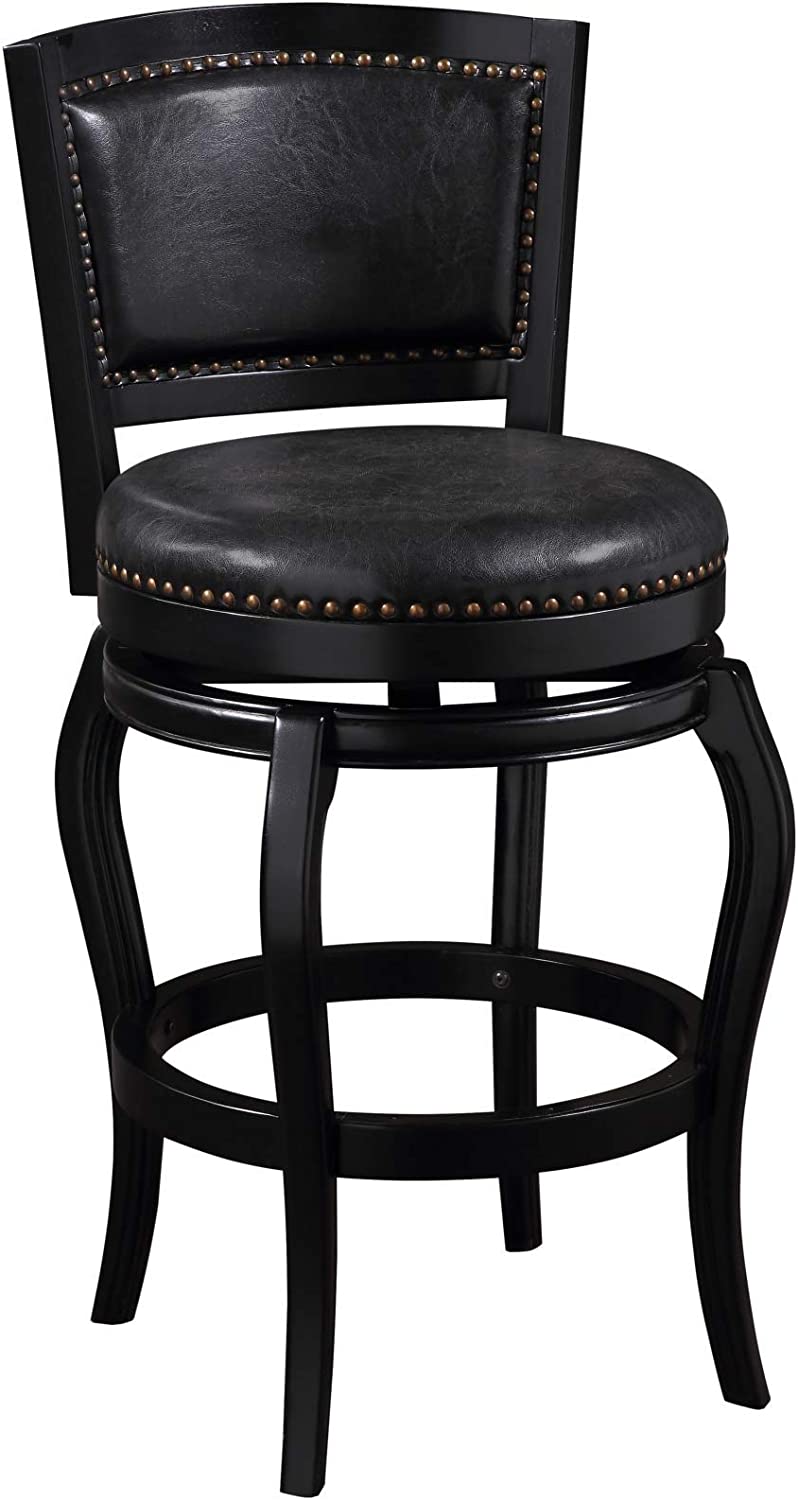 Boraam Ind. Harris Collection Black/Brown Wood Dining and Kitchen Swivel Barstool with Back Black N/A