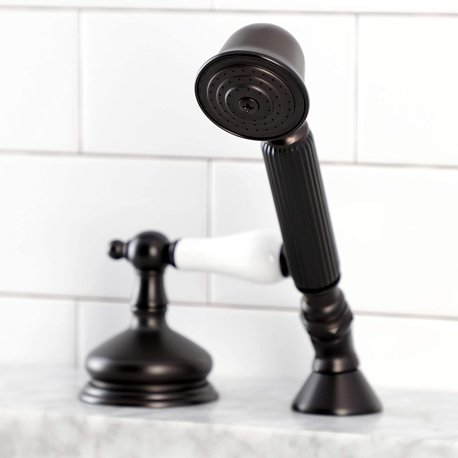 Kingston Brass KSK3335PLTR Deck Mount Hand Shower with Diverter for Roman Tub Faucet, Oil Rubbed Bronze