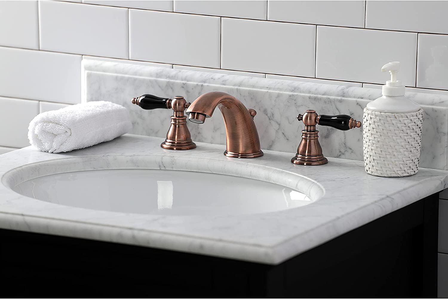 Kingston Brass KB966AKL Duchess Widespread Bathroom Faucet, Antique Copper