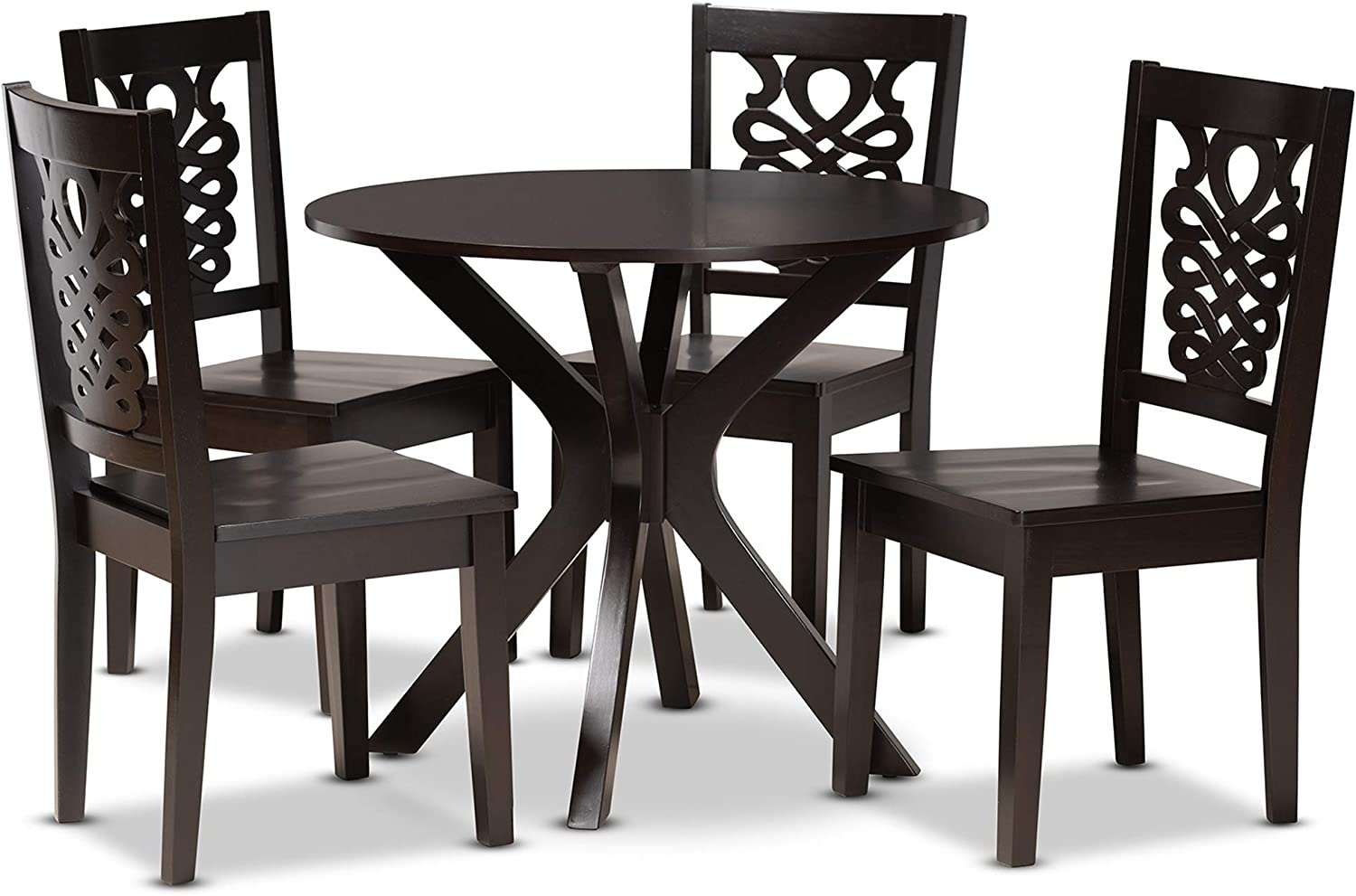 Baxton Studio Liese Modern and Contemporary Transitional Dark Brown Finished Wood 5-Piece Dining Set