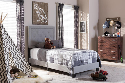 Baxton Studio Paris Modern and Contemporary Upholstered Tufting Platform Bed Grey