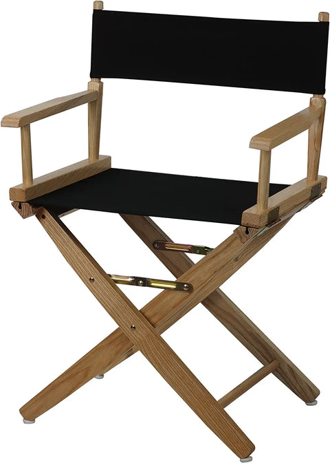 Extra-Wide Premium 18 Directors Chair Natural Frame W/Black Color Cover